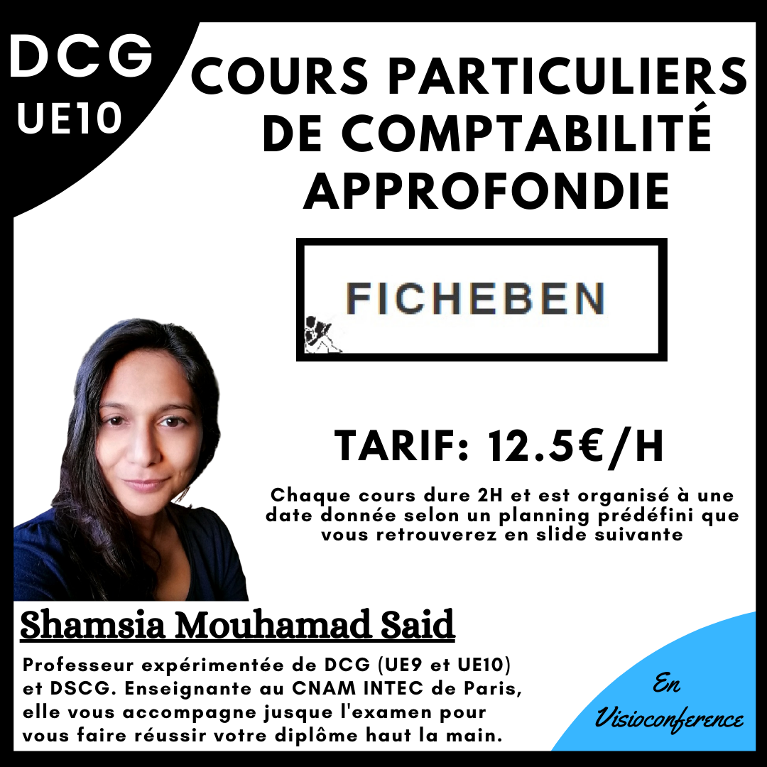 FORMULE TOUT-EN-UN: COURS PARTICULIERS INTENSIFS DCG UE10 COMPTABILITE APPROFONDIE -FicheBEN