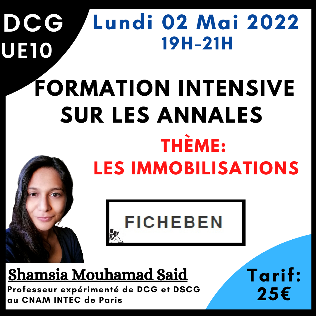 Séances intensives sur les annales; Thème: Les immobilisations -FicheBEN